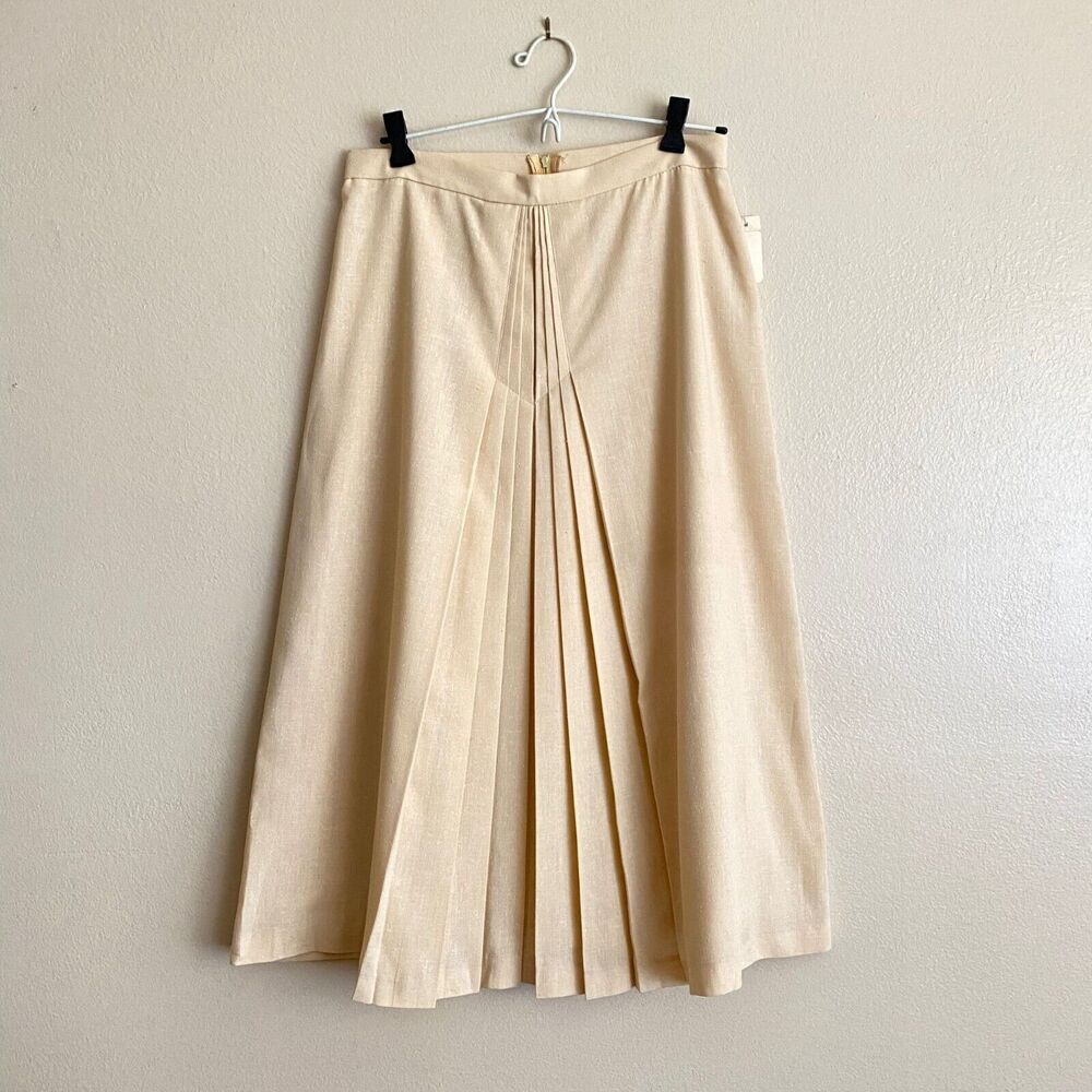NWT Dead Stock VTG Sutter Place S/V14 Pale Yellow Skirt Fan Pleat Design Texture